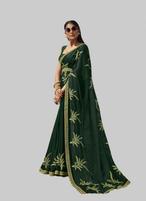 Green Soft Art Silk Designer Saree small FABSA20015
