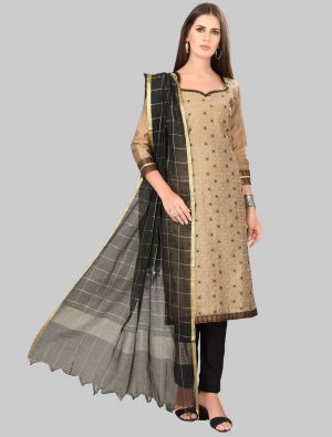 Light Brown Chanderi Silk Straight Suit with Dupatta small FABSL20031