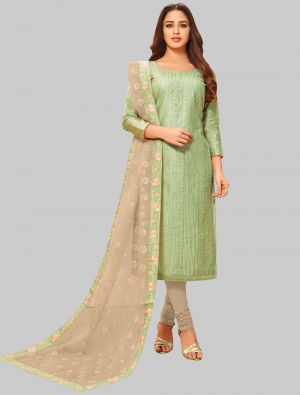 Light Green Modal Silk Straight Suit with Dupatta small FABSL20048