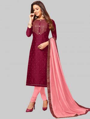 Magenta Pink Soft Silk Straight Suit with Dupatta small FABSL20036