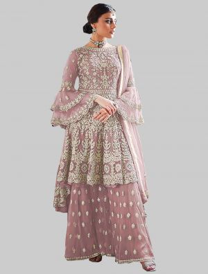 Mauve Net Sharara Suit with Dupatta small FABSL20004