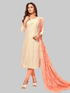 Off-White Modal Silk Straight Suit with Dupatta small FABSL20041