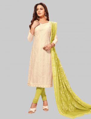 Off-White Modal Silk Straight Suit with Dupatta small FABSL20042