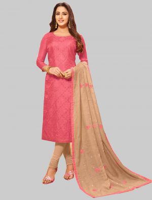 Pink Soft Silk Straight Suit with Dupatta small FABSL20038