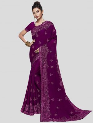 Purple Chiffon Designer Saree small FABSA20163