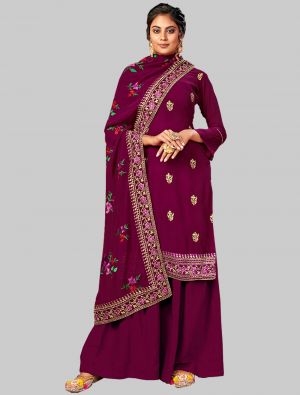 Purple Georgette Straight Suit with Dupatta small FABSL20005