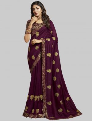 Purple Soft Art Silk Designer Saree small FABSA20187