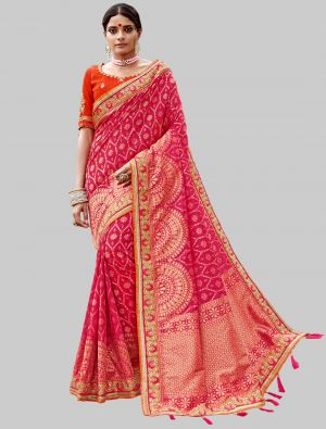 Rani Pink Jacquard Silk Designer Saree small FABSA20193