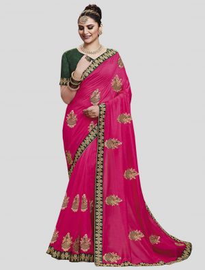 Rani Pink Soft Art Silk Designer Saree small FABSA20171