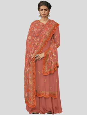 Rust Red Italian Silk Straight Suit with Dupatta small FABSL20010
