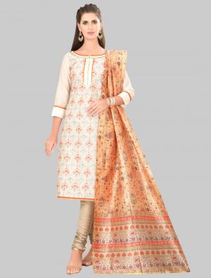 White Chanderi Silk Straight Suit with Dupatta small FABSL20023