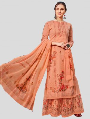 Light Orange Georgette Straight Suit with Dupatta small FABSL20088