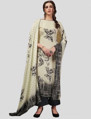 Off-White Crepe Silk Straight Suit with Dupatta small FABSL20084