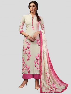 Off-White Crepe Silk Straight Suit with Dupatta small FABSL20085