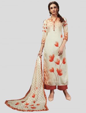 Off-White Crepe Silk Straight Suit with Dupatta small FABSL20086