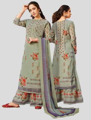 Pastel Green Georgette Straight Suit with Dupatta small FABSL20092