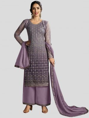 Purple Net Straight Suit with Dupatta small FABSL20100