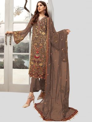 Light Brown Georgette Straight Suit with Dupatta small FABSL20133