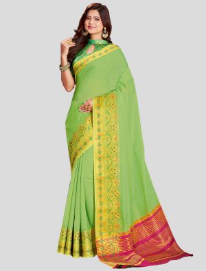 Light Green Khadi Silk Designer Saree small FABSA20348