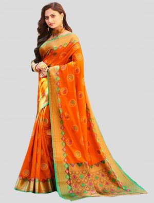 Orange Banarasi Art Silk Designer Saree small FABSA20379
