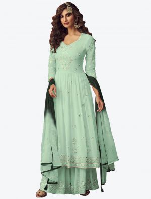 Pastel Green Georgette Sharara Suit with Dupatta small FABSL20120