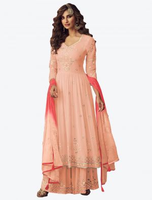 Peach Georgette Sharara Suit with Dupatta small FABSL20121