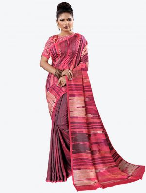 Pink and Purple Tussar Silk Slub Designer Saree small FABSA20318