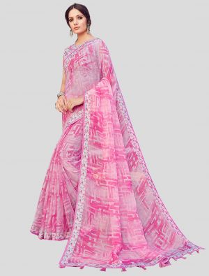 Pink Cotton Silk Designer Saree small FABSA20356