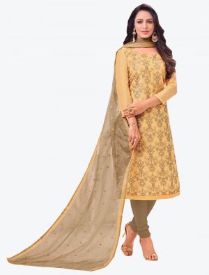 Beige Modal Silk Straight Suit with Dupatta small FABSL20147