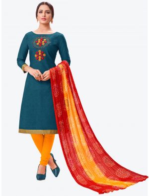 Blue South Cotton Straight Suit with Dupatta small FABSL20153