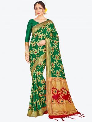 Green Banarasi Art Silk Designer Saree small FABSA20515