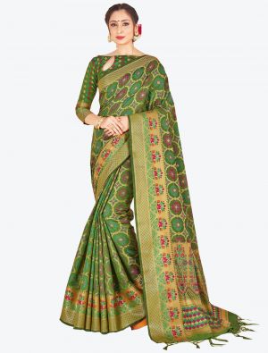 Green Banarasi Art Silk Designer Saree small FABSA20523