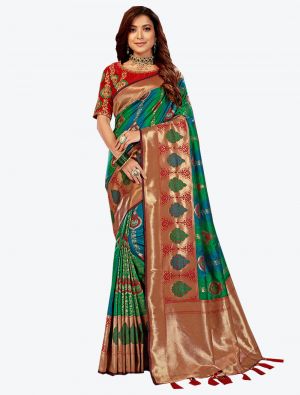 Multicolor Jacquard Silk Designer Saree small FABSA20450