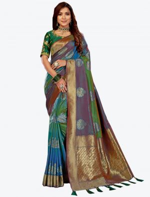 Multicolor Jacquard Silk Designer Saree small FABSA20451