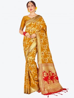 Mustard Yellow Banarasi Art Silk Designer Saree small FABSA20517