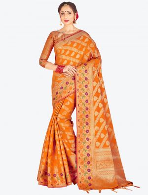 Mustard Yellow Banarasi Art Silk Designer Saree small FABSA20534