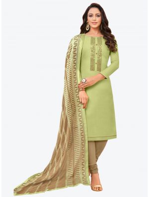 Pastel Green Tussar Art Silk Straight Suit with Dupatta small FABSL20156