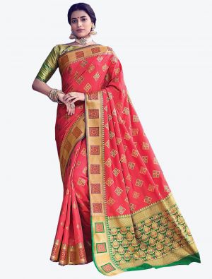 Pink Banarasi Silk Designer Saree small FABSA20476