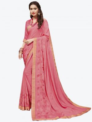 Pink Chiffon Silk Designer Saree small FABSA20429