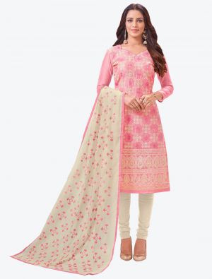 Pink Modal Silk Straight Suit with Dupatta small FABSL20140