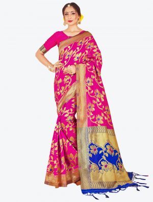 Rani Pink Banarasi Art Silk Designer Saree small FABSA20516
