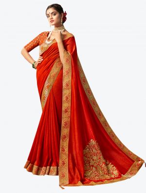 Red Art Silk Designer Saree small FABSA20506