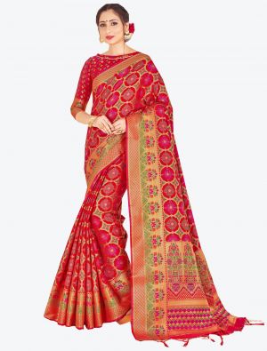 Red Banarasi Art Silk Designer Saree small FABSA20520