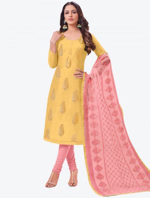 Yellow Modal Silk Straight Suit with Dupatta small FABSL20142
