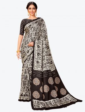 Black and White Pashmina Designer Saree small FABSA20602