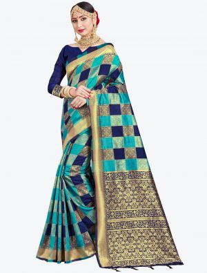 Blue and Navy Blue Banarasi Art Silk Designer Saree small FABSA20542