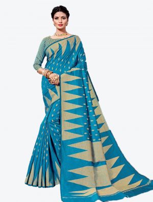 Blue Handloom Cotton Designer Saree FABSA20619