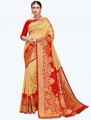 Cream Banarasi Art Silk Designer Saree small FABSA20560