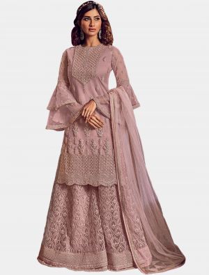 Dusty Pink Net Sharara Suit with Dupatta small FABSL20199