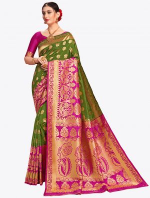 Green Banarasi Art Silk Designer Saree small FABSA20563
